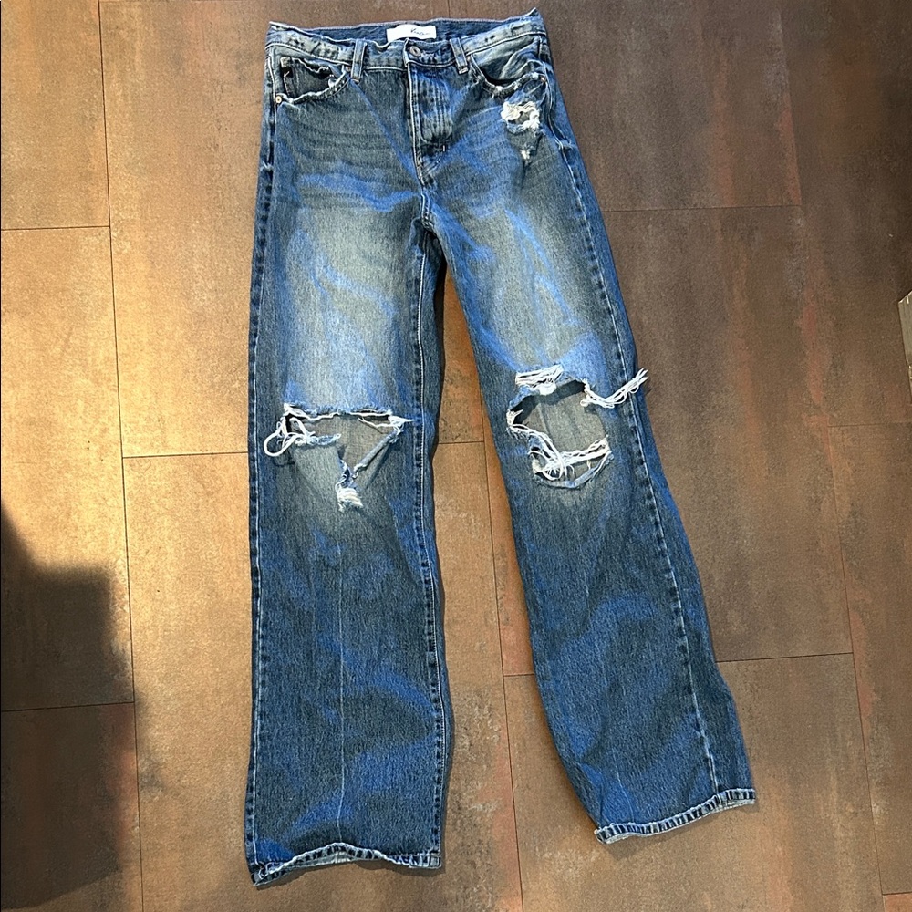 KanCan Blue Distressed Flare Jeans